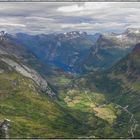 Blick vom Dalsnibba auf den Geiranger-Fjord; Norwegen Camperreise 2018 