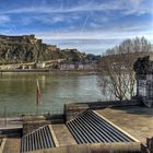 Blick vom Deutschen Eck auf die Festung Ehrenbreitstein Koblenz