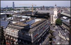 Blick vom Dom in nördl. Richtung: Deichmannhaus, Hbf, St. Mariä Himmelfahrt u. Hansa-Hochhaus