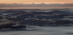 Blick vom Dreisessel im Bayerischen Wald in Richtung Alpen 