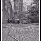 Blick vom DUMBO (Plymouth Street / Washington Street) auf die Brooklyn Bridge