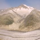 Blick vom Eggishorn auf den Aletschgletscher mit Eiger, Mönch und Jungfrau