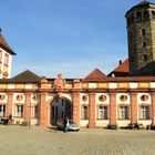 Blick vom Ehrenhof Altes Schloss in Bayreuth  Richtung Schlosskirche mit dem achteckigen Turm