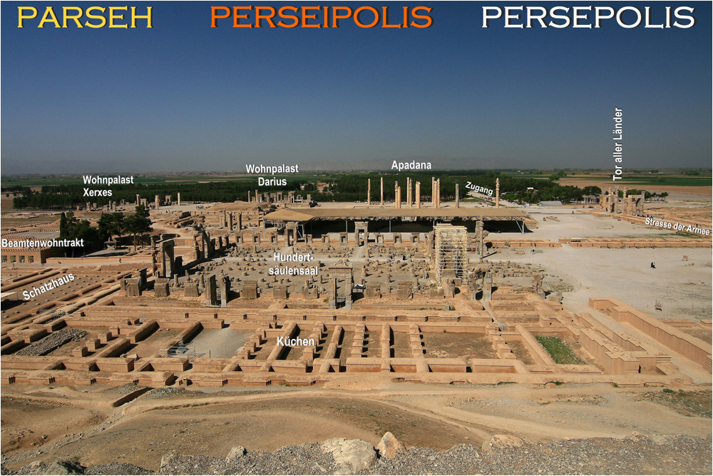 Blick vom Felsengrab Artaxerxes II. auf Persepolis