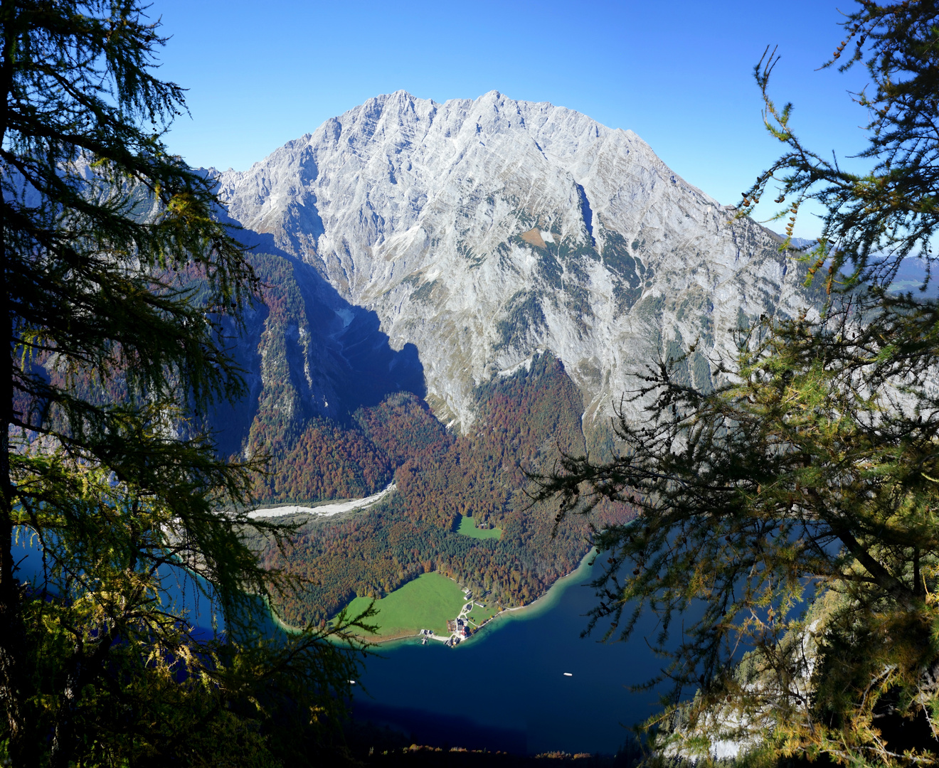 Blick vom Feuerpalven (Gotzenalm) auf Watzmann, Königsee und Batholomä