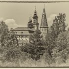 Blick vom Freilandmuseum auf die Kirche von Bad Windsheim