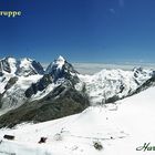 Blick vom Gipfel des Corvatsch im Engadin. (Panorama).