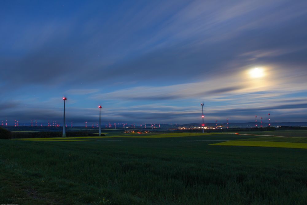 Blick vom Goßberg, bei Vollmond