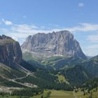 Blick vom Grödnerjoch zum Langkofel (Dolomiten)