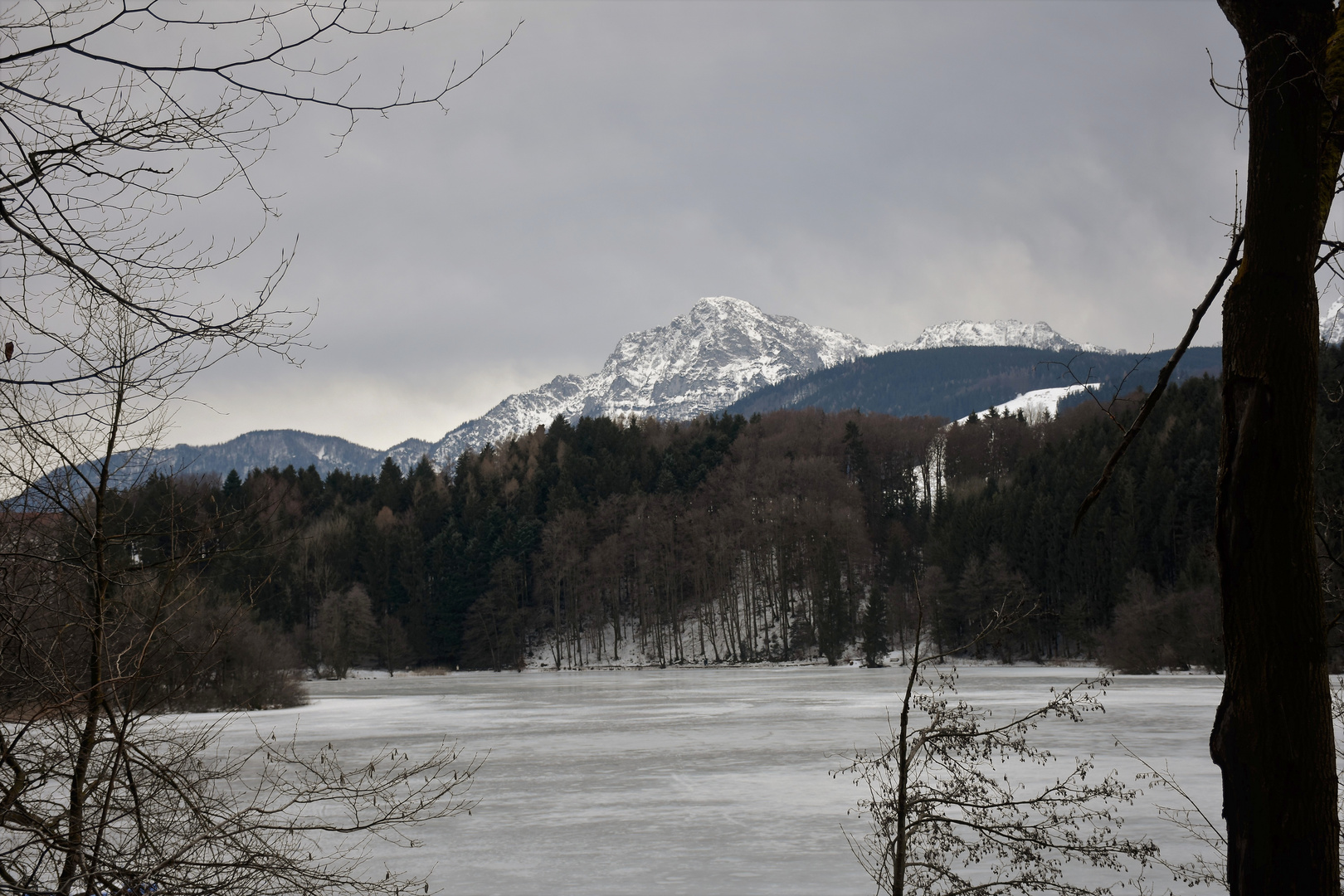 Blick vom Höglwörther See auf den Hochstaufen 