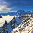 Blick vom Jenner über den Königssee unter dem Nebel zum Watzmann