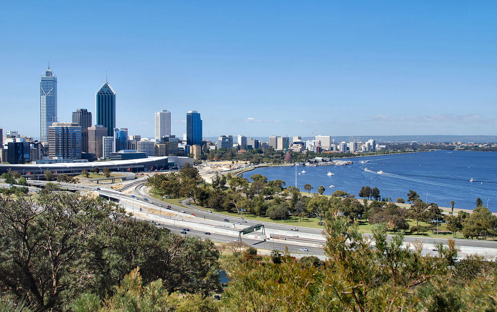 Blick vom Kings Park auf Perth City