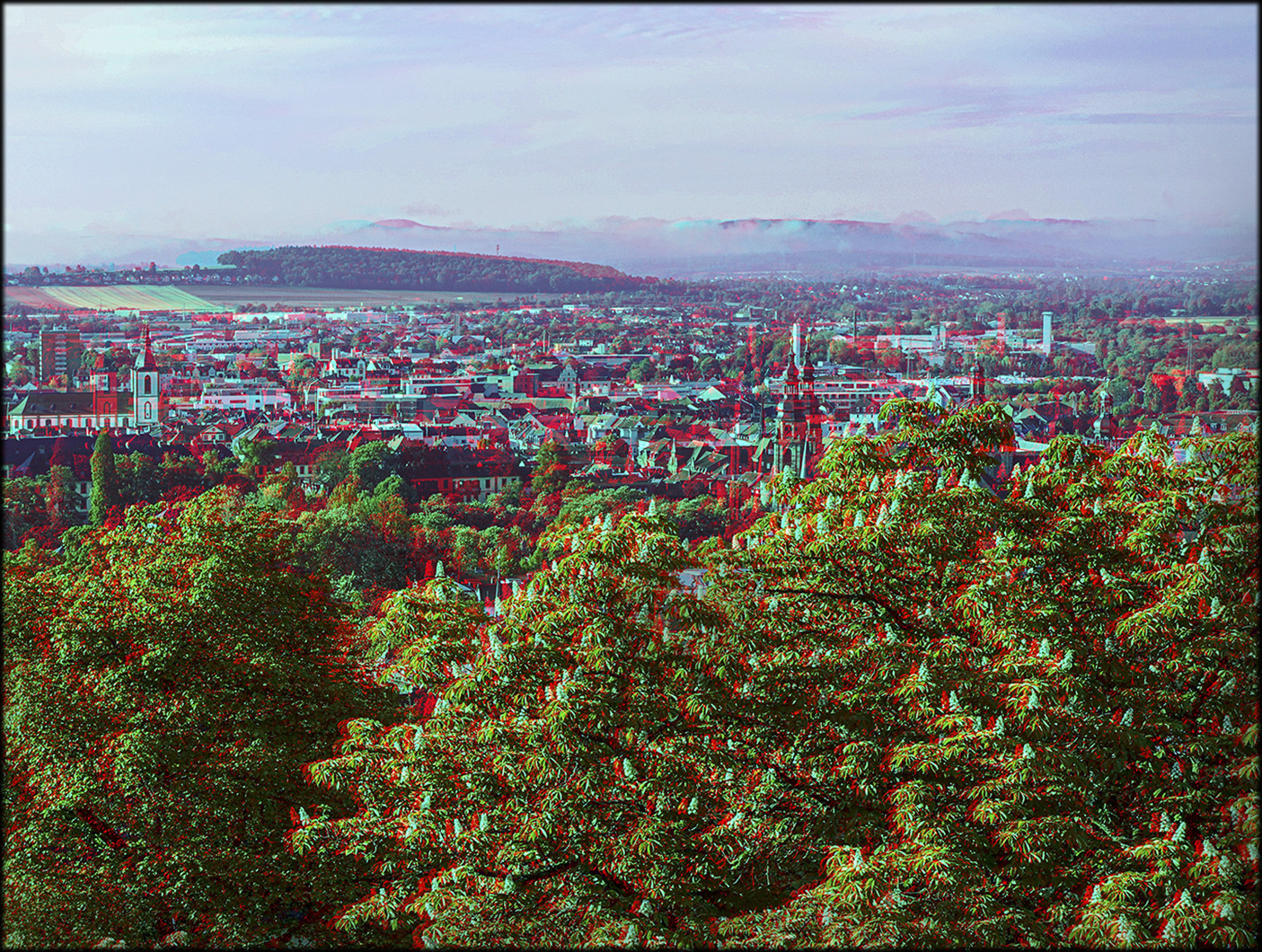 Blick vom Kloster Frauenberg (3D Anaglyphe)