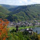 Blick vom Küppchen auf Burg Bischofstein und Burgen / Mosel