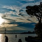 Blick vom Lido (di Venezia) auf Venedig in der Abendsonne