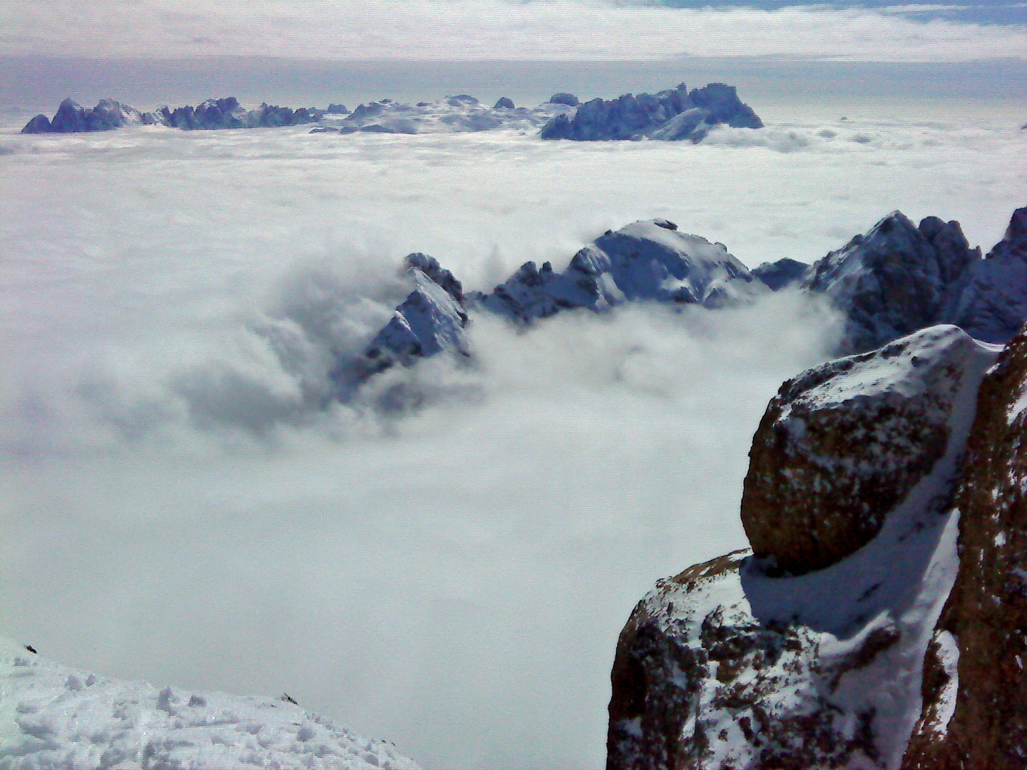 Blick vom Marmolata (Punta Rocca) in den Dolomiten