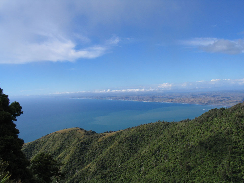 Blick vom Mt Karioi auf Coastline nahe Raglan