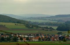 Blick vom Northeimer Segelflugplatz in Richtung Harz .Südniedersachsen.