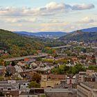 Blick vom oberen Schloss in Siegen auf die Hüttentalstraße und Umgebung