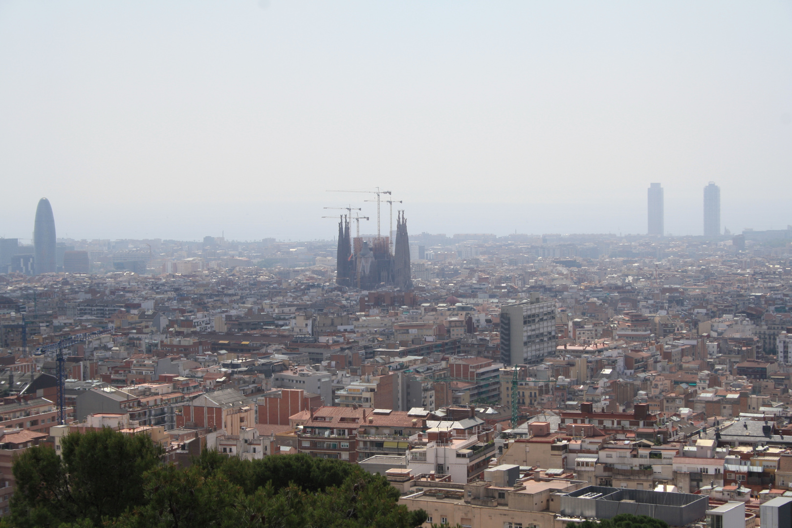 Blick vom Park Güell auf Barcelona