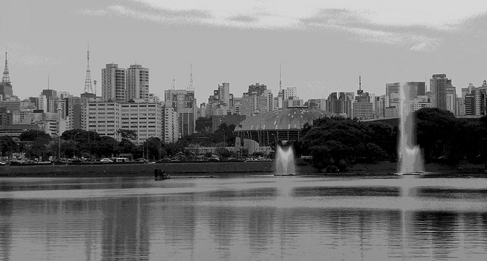 Blick vom Parque Ibirapuera , São Paulo, auf diesen Moloch einer Stadt