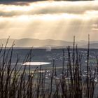 Blick vom Petersberg auf das Drachenfelser Ländchen und das Radom Wachtberg