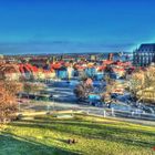 Blick vom Petersberg - Festung in Erfurt auf dem Domplatz in HDR