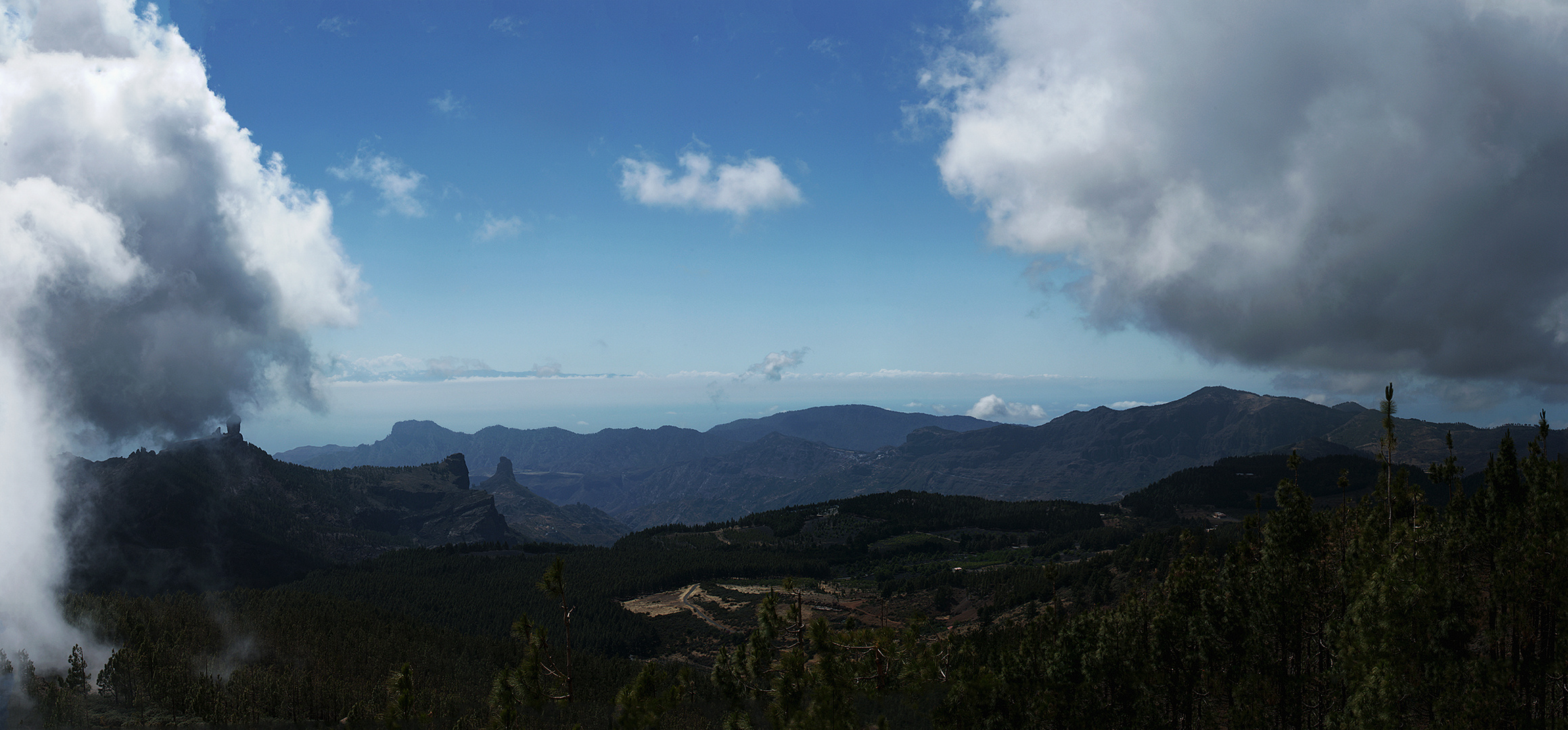 Blick vom Pico de las Nieves Richtung Teneriffa