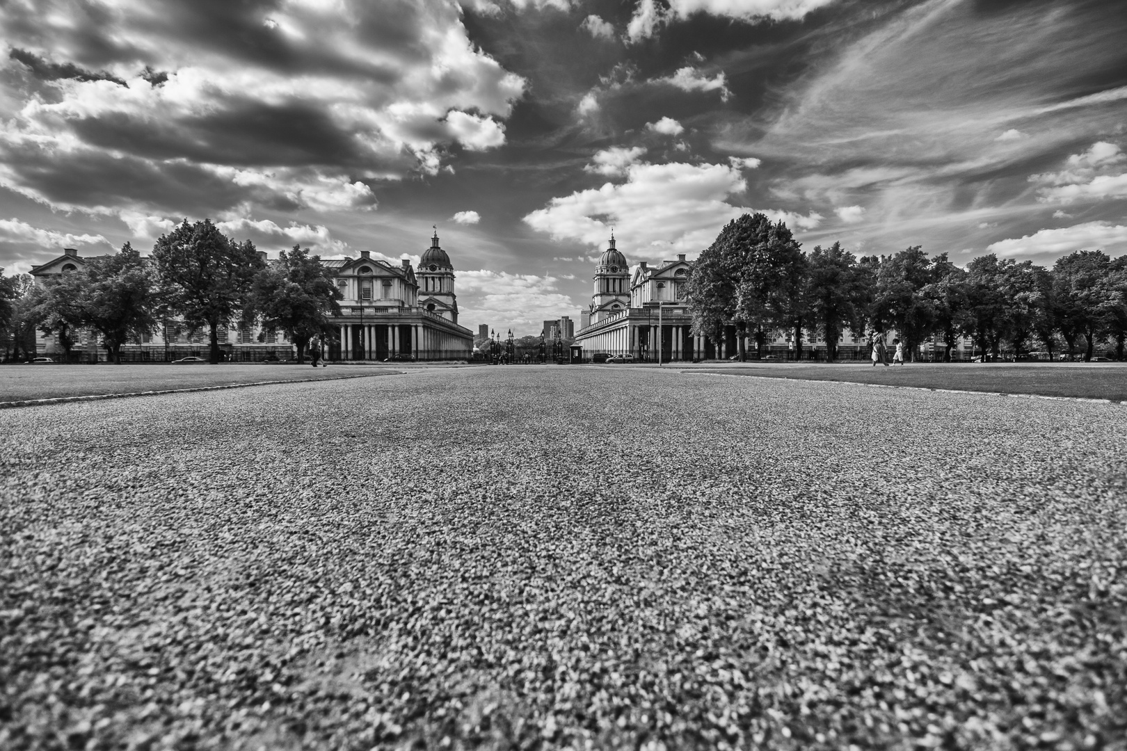 Blick vom Queens House auf das Old Royal Naval College