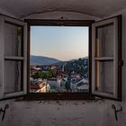 Blick vom Rathausturm in den Bayrischen Wald