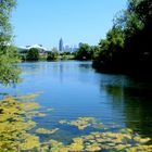 Blick vom Rebstocker Weiher auf Frankfurt