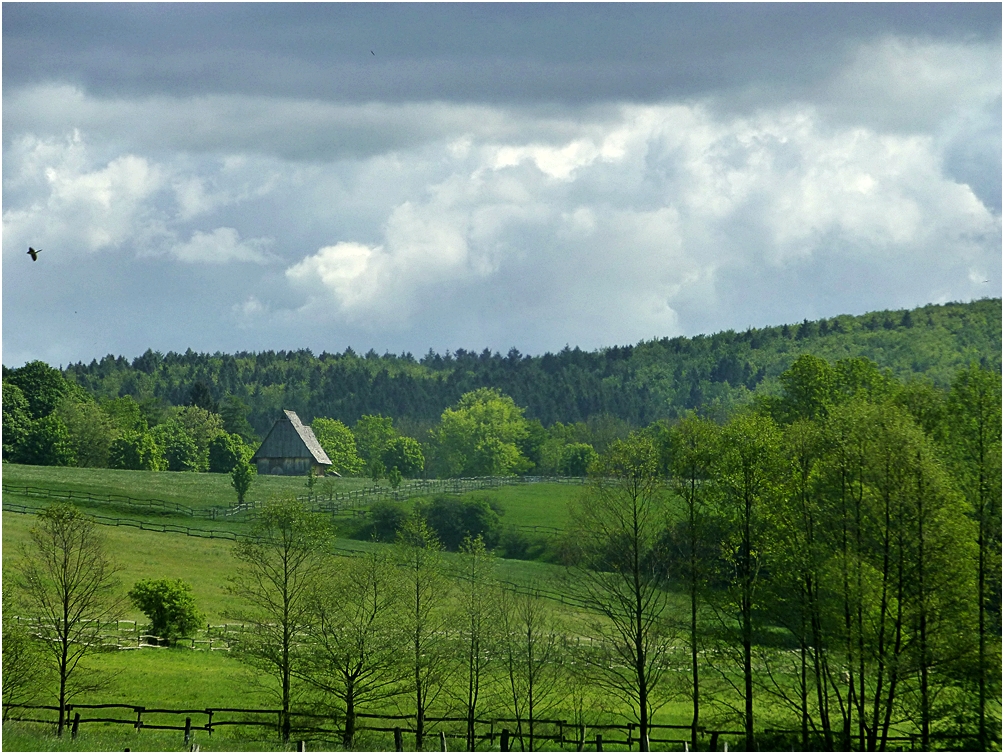 Blick vom Reiherbachtal auf das Mittelalterhaus