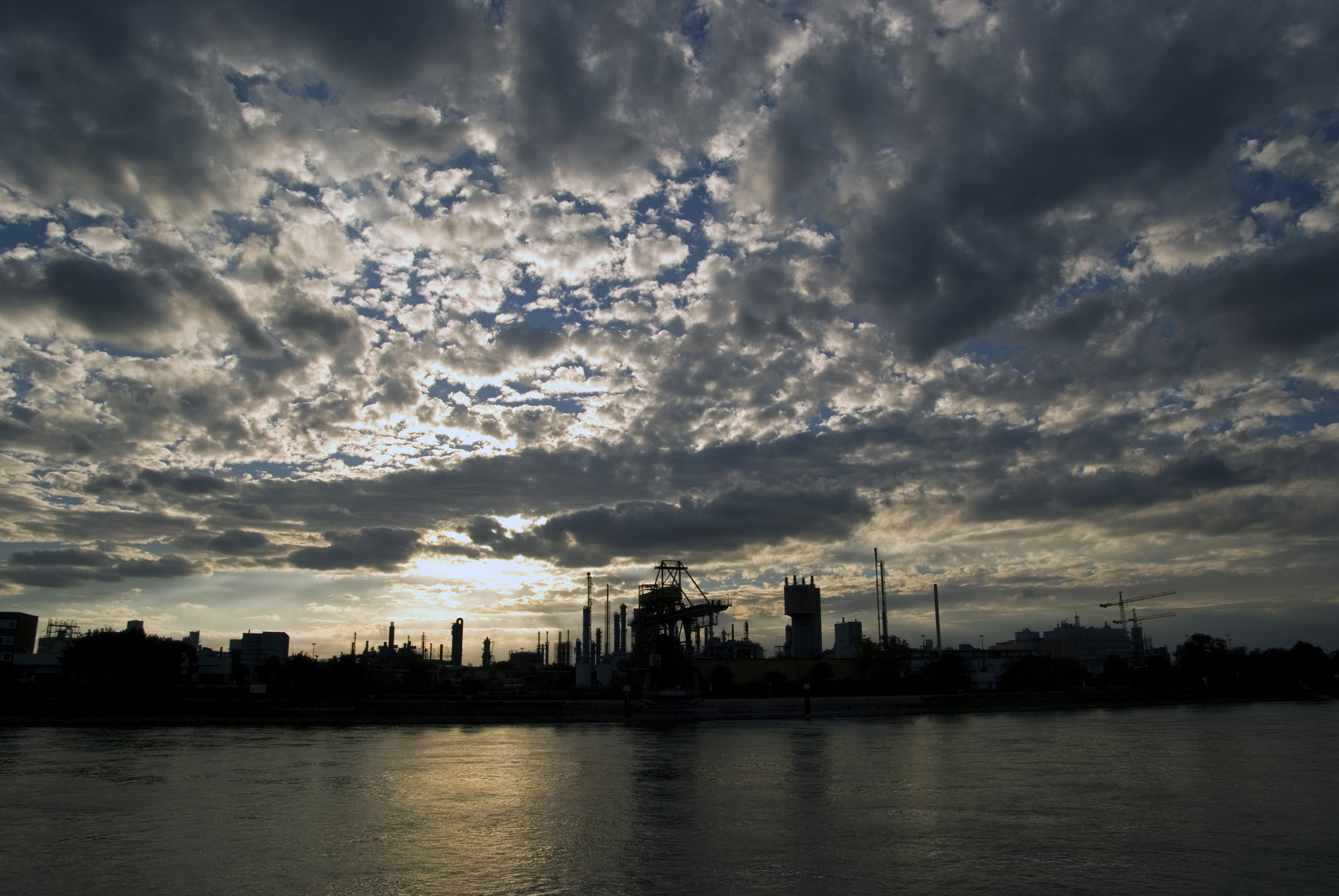 Blick vom Rhein auf Ludwigshafen