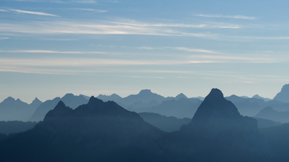 Blick vom Rigi zum Kleinen und grossen Mythen