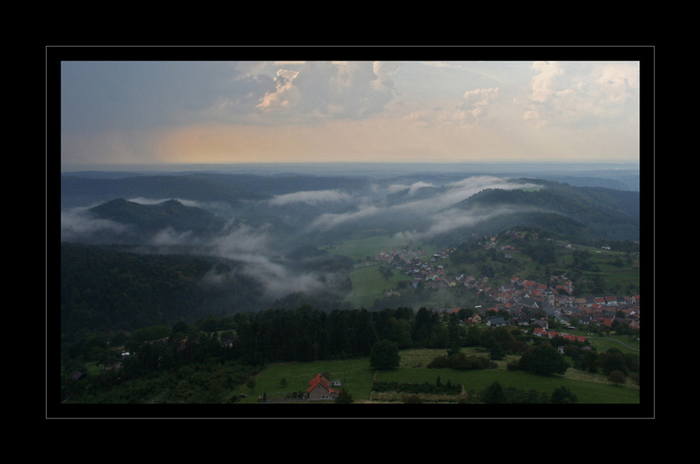 Blick vom Rocher de Dabo auf die Nordvogesen