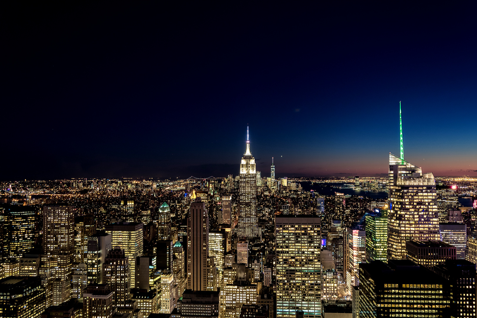 Blick vom Rockefeller kurz nach Sonnenuntergana