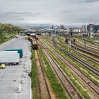 Blick vom Rustensteg auf die Schweglerbrücke und Westbahnhof.