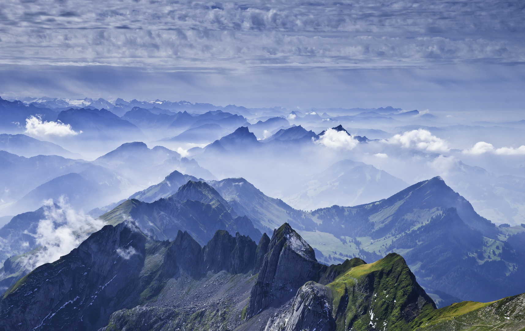 Blick vom Säntis gegen Westen (Toggenburg)