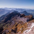 Blick vom Säntis (Schweiz) auf die Berner Alpen