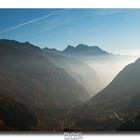 Blick vom San Bernardino auf die Orte Logiano und Misox.