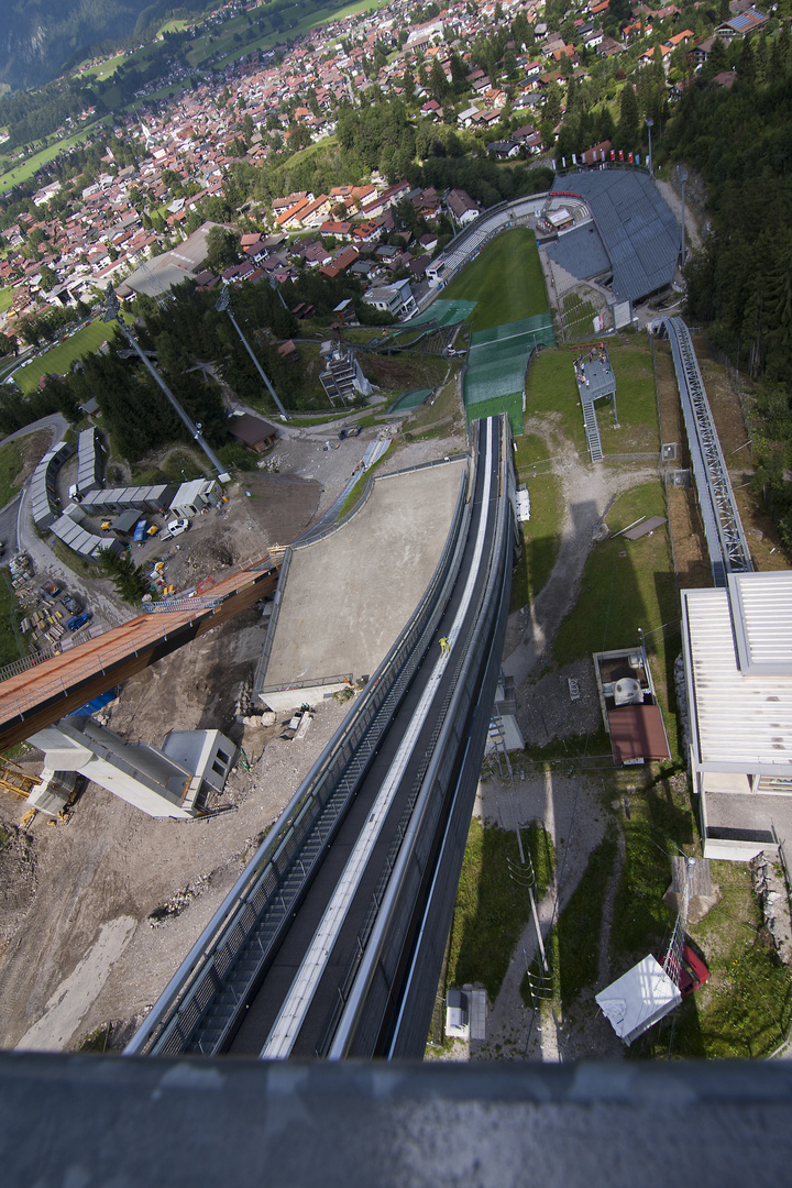 Blick vom Schanzenturm auf Oberstdorf