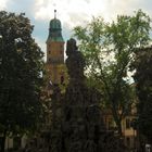 blick vom schlossgarten auf die hugenottenkirche