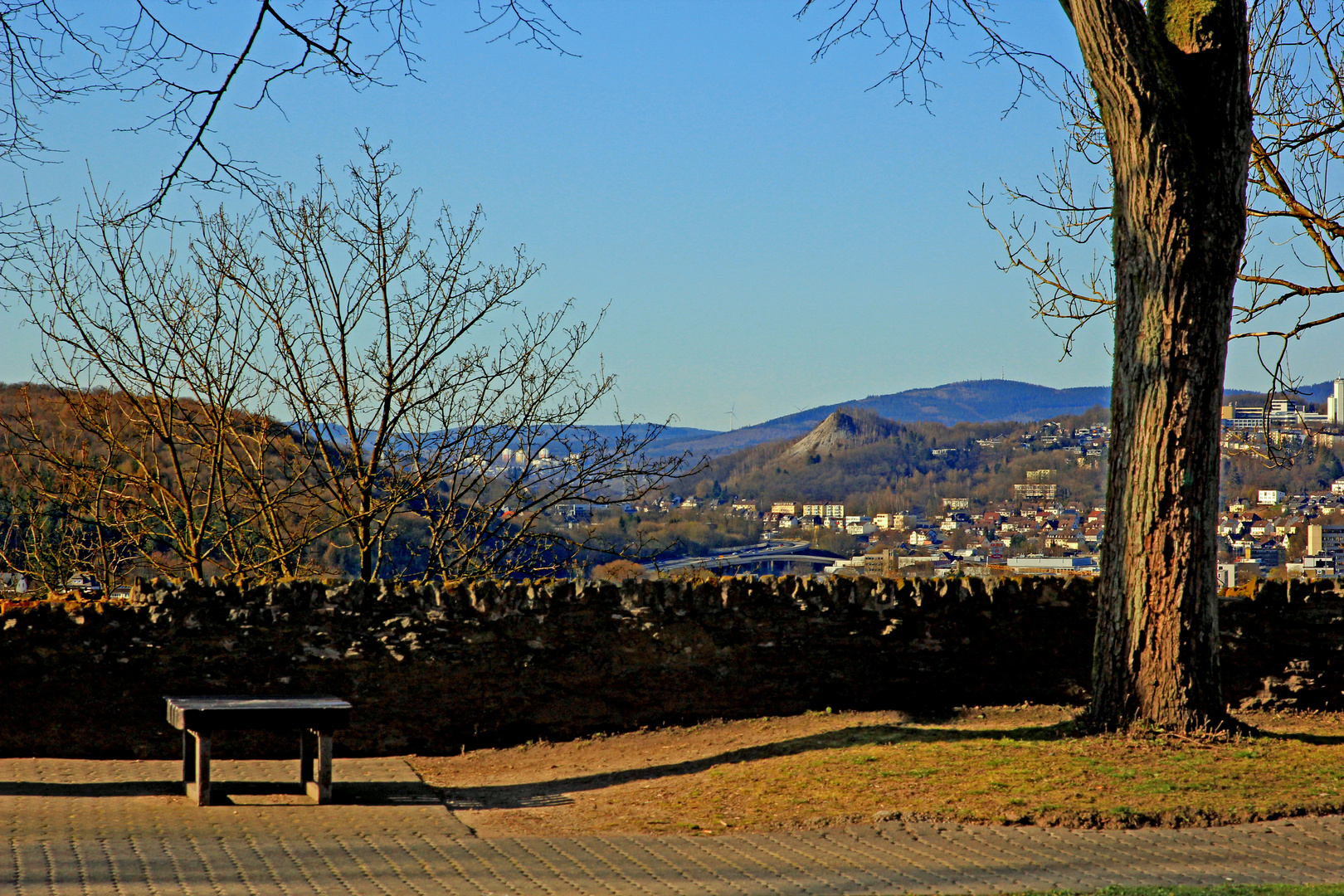 Blick vom Schlosspark Siegen auf den Monte Schlacko, Siegen-Geisweid