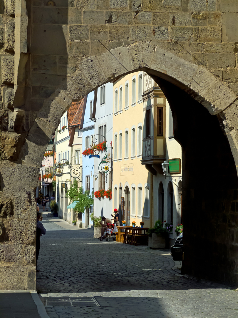 Blick vom Siebersturm in die untere Schmiedgasse, Rothenburg o.T.