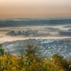 Blick vom Skywalk am Schaumberg an einem Herbstmorgen