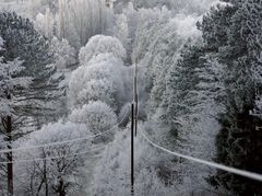 Blick vom Strommast unter der Burg Neuffen