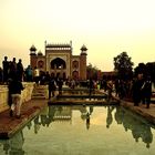 Blick vom Taj Mahal bei Sonnenuntergang