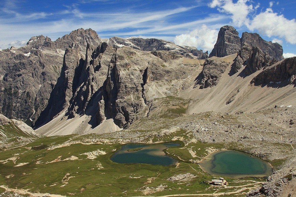 Blick vom Toblinger Knoten auf die Bödenseen und den Zwölfer 3.094 m rechts im Bild.