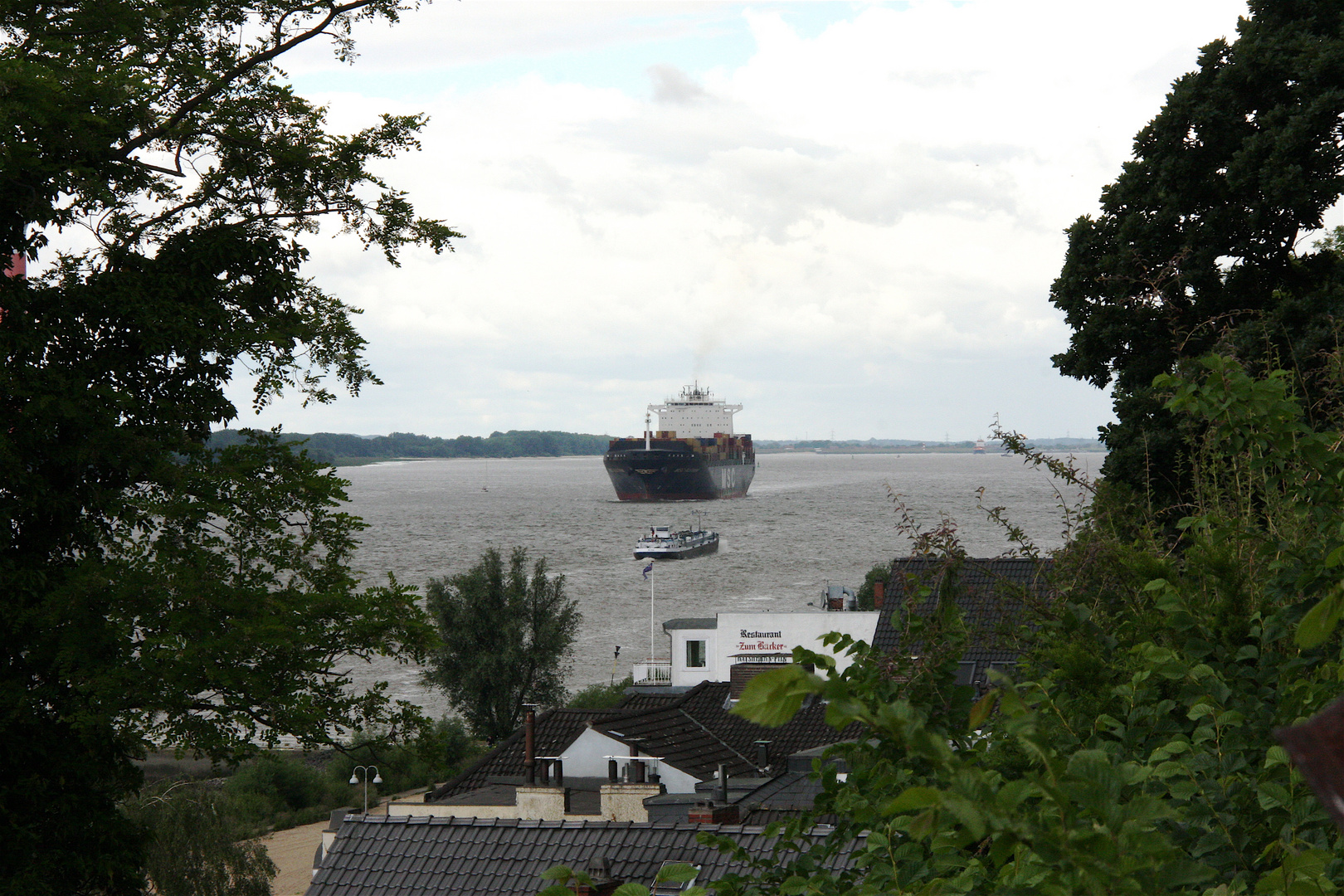 Blick vom Treppenviertel auf die Elbe in Blankenese