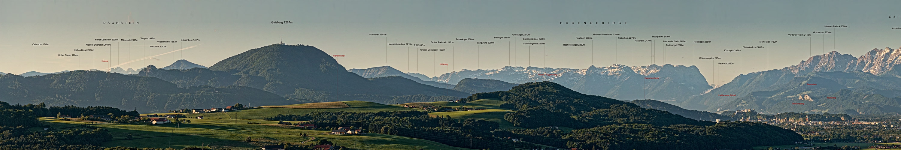 Blick vom Würzenberg über Salzburg zum Untersberg Teilpanorama 1